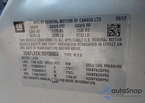 2014 GMC Terrain Slt-1 z USA, uszkodzony, nr VIN 2GKFLXEK1E6130053